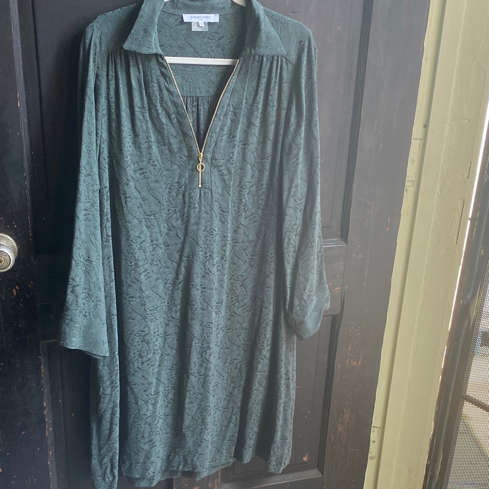 Gerard Darel Dark Green Textured Zip-Front Tunic